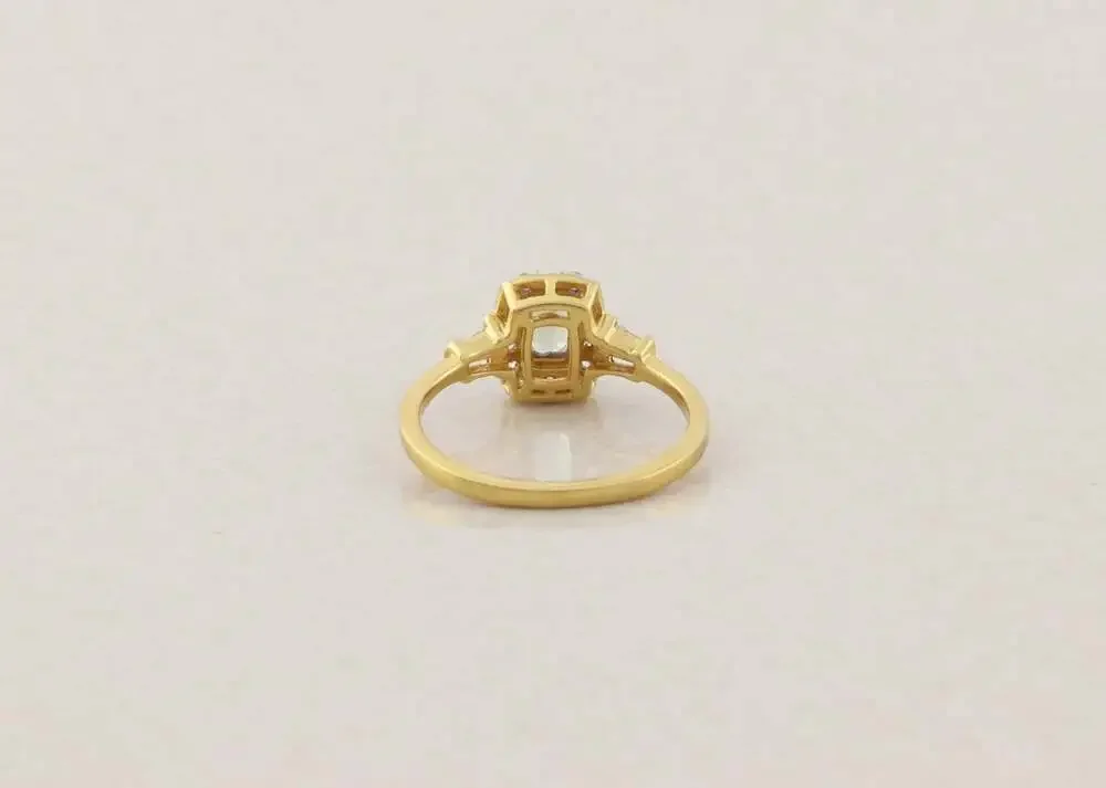 18k Gold On Sterling Silver Madagascar Yellow Apatite White Zircon Ring SZ 8.25